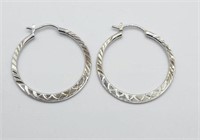 Sterling Silver Hoop Pierced Earrings 6.0g
