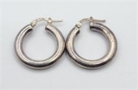 Sterling Silver Hoop Pierced Earrings 5.9g Tw