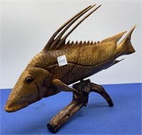 Wood Carved Hog Fish ( been repaired)
