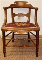 19th Century Walnut Captains Chair - Embroidered