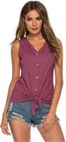 Women's Tanks Camis Tie Front Button Down Shirts