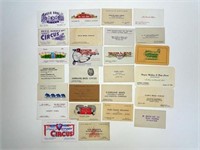 COLLECTION OF CIRCUS BUSINESS CARDS