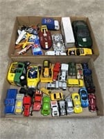 Assortment of toy cars and trucks