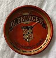 Oldburger beer vintage advertising tin coaster