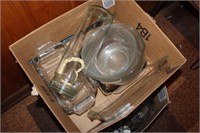 Two Boxes Clear Mixing Bowls, Baking Dishes, Misc