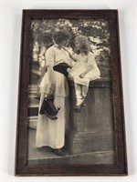 ANTIQUE PHOTOGRAPH MOTHER & CHILD W/ CAMERA