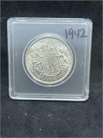 1942 Silver Canadian Half Dollar 50 Cents