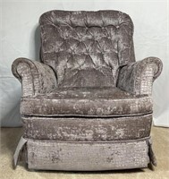 Rolled Arm Purple Upholstered Swivel/Rocking Chair