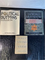 Lot of (3) Books (political buttons, etc...)