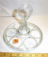 Vintage LE Smith Clear Glass Beverage Caddy