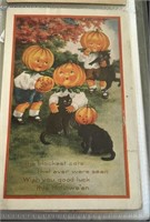 Vintage Halloween Postcard Black Cats