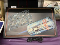 "Silver Bullet" Coors Light lighted beer sign