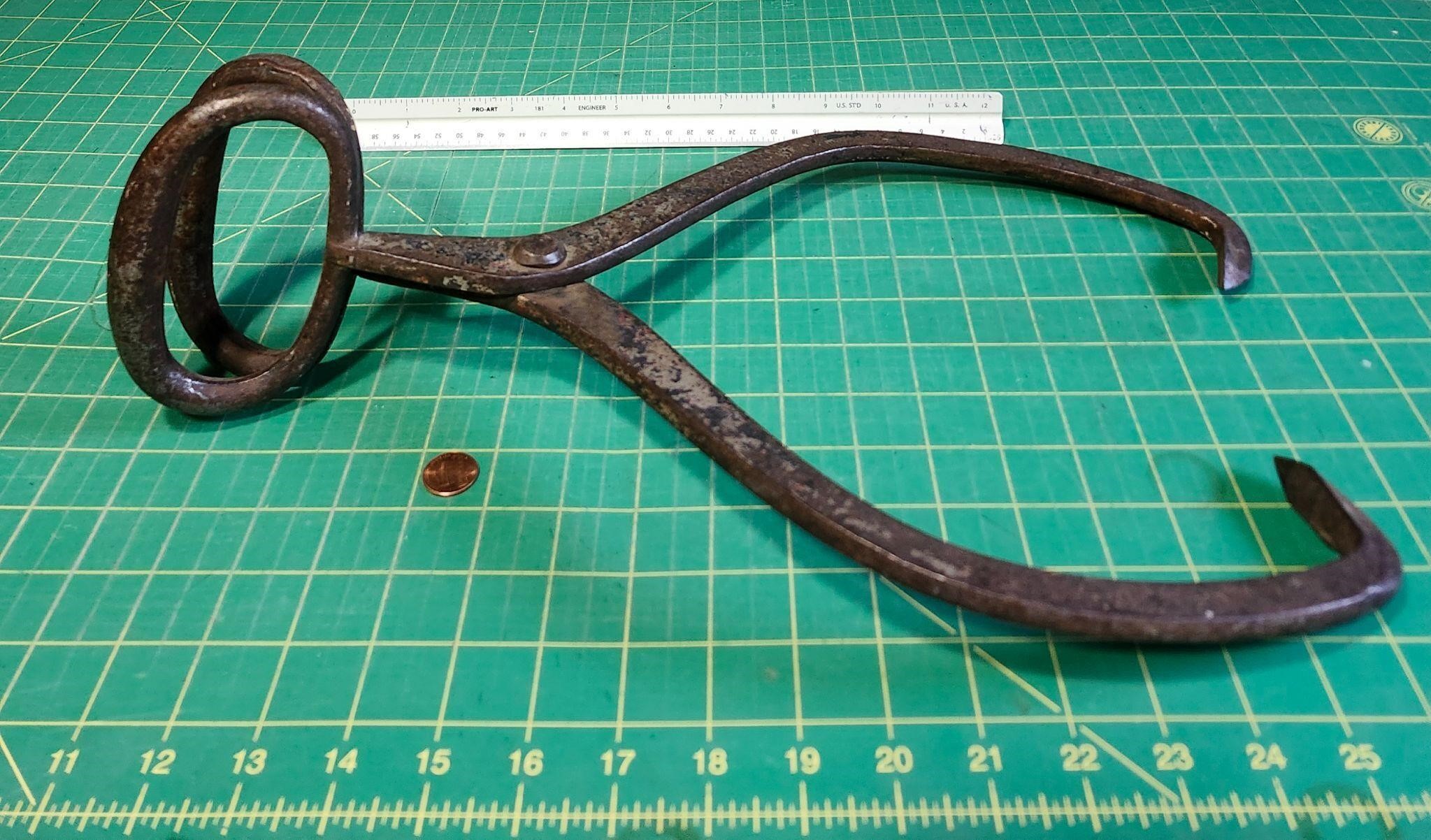 Antique cast iron ice block tongs