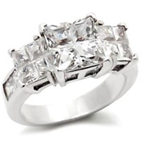 Princess Cut 2.90ct White Sapphire Trilogy Ring