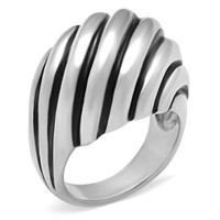 High Polished Thick Sculpted Stripe Ring