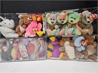TY Beanie Babies Lot w/4 Display Cases