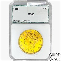 1900 $20 Gold Double Eagle PCI MS65