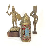 (3) Bronze Figures, Warrior, Incense, Erotic