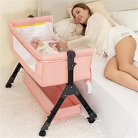 Pink Baby Bassinet  Bedside Crib with Storage