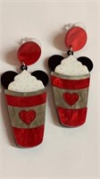 New Mouse Frappuccino earrings, sparkle and shine