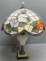 Stained & Leaded Glass Shade & Lamp assembled
