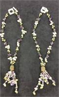 2 Vintage amethyst and mother of pear necklace