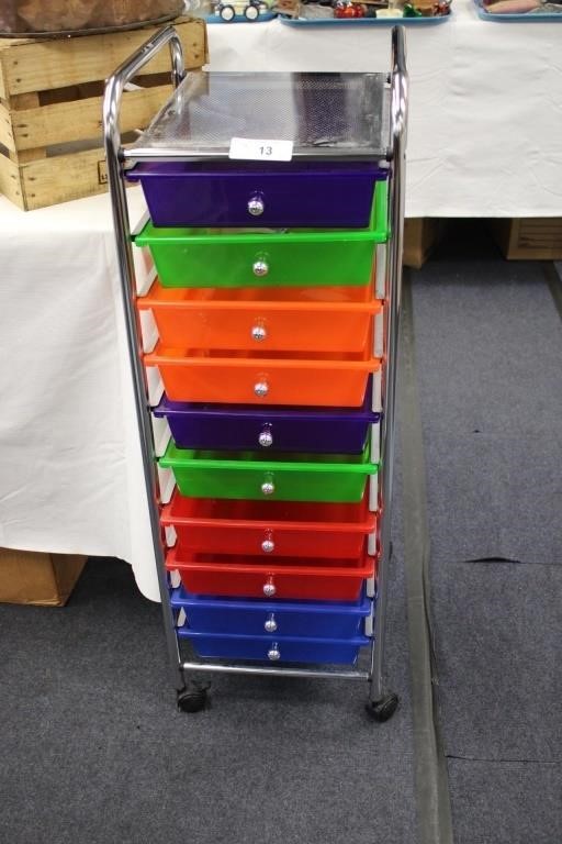 10 DRAWER ROLLING CART