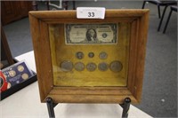 VITG BOX W/SILVER CERT 1935E & 6 SILVER COINS