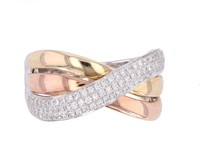 Brilliant Diamond 14k Tri Tone Gold Ring
