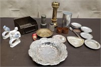 Lot of Brass & Tinware. Ashtrays, Dishes & More.