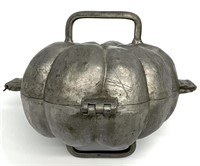 Large Antique Pewter Ice Cream Mold, Pumpkin