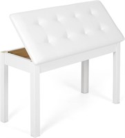 White Piano Bench with Storage  Duet Seat