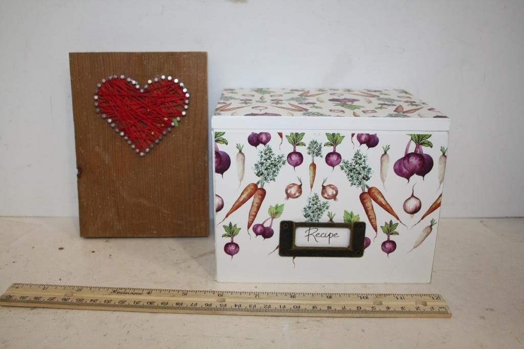 Heart Nail Art & Wooden Recipe Box