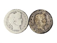 1897 s & 1911 d Barber Silver Quarters