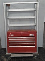 ROLLING HOMEMADE CART & DAMAGED TOOL BOX