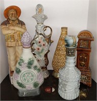 Lot w/ Vtg Decanters incl Brooks Grandfather