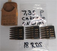 (18) Rounds of 7.35 Carcano on clips.