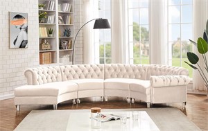 JAN.25  Curved Sofa  Velvet  138.6'  Beige