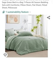CozyLux Queen Comforter Set with Sheets Sage