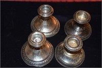 4 Weighted Sterling Candlesticks, 785g