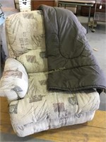 Fabric covered recliner and sleeping bag- 76