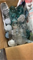 Large Lot of Canning Jars, Some Blue