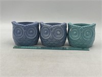 NEW Lot of 3- Owl Pots