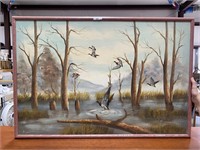 Oil on Canvas, Ducks on Pond, or 'bang'