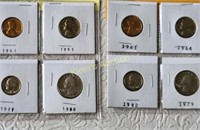 lot of 8 proof coins us cents, dimes quarters