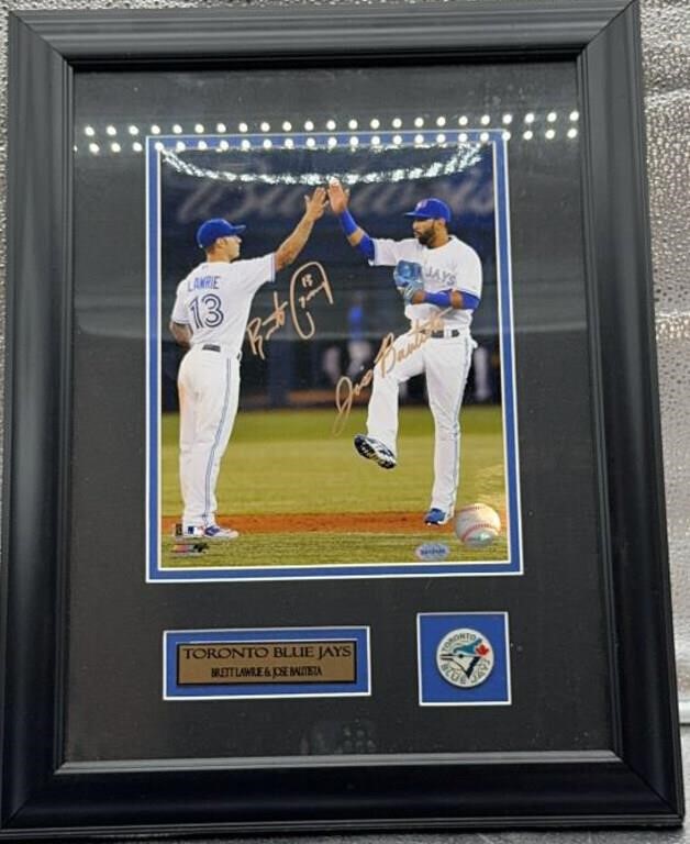 15x18in Brett Lawrie & Jose Bautista signed