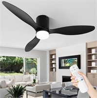 (N) Nogcew Black Ceiling Fans with Lights, 52 inch