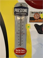 Prestone anti-freeze  thermometer, metal 36 x 9”