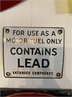 Leaded fuel sign 6 x 7”, metal