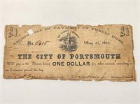 1861 Portsmouth VA $1 Note